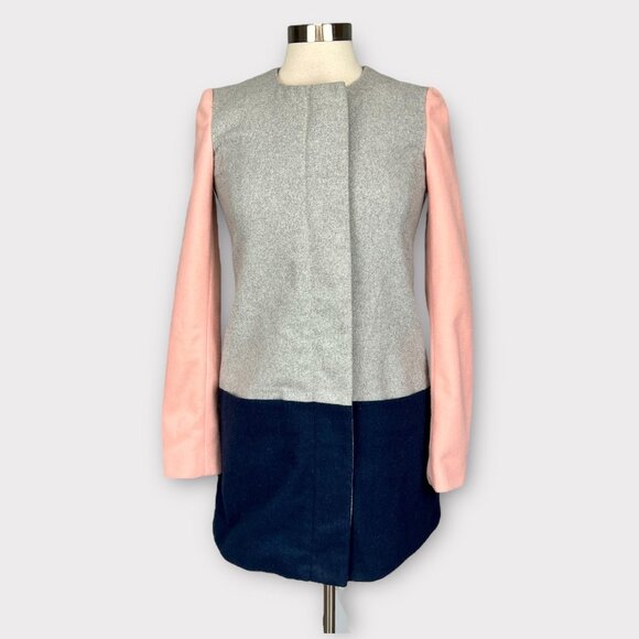 Sabine Womens Layne Colorblock Zip Front Jacket Gray Pink Blue size XS - Picture 2 of 13